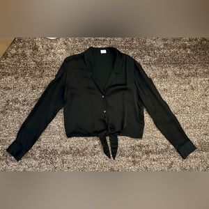 Aritzia Wilfred Tie-Front Blouse (Black)